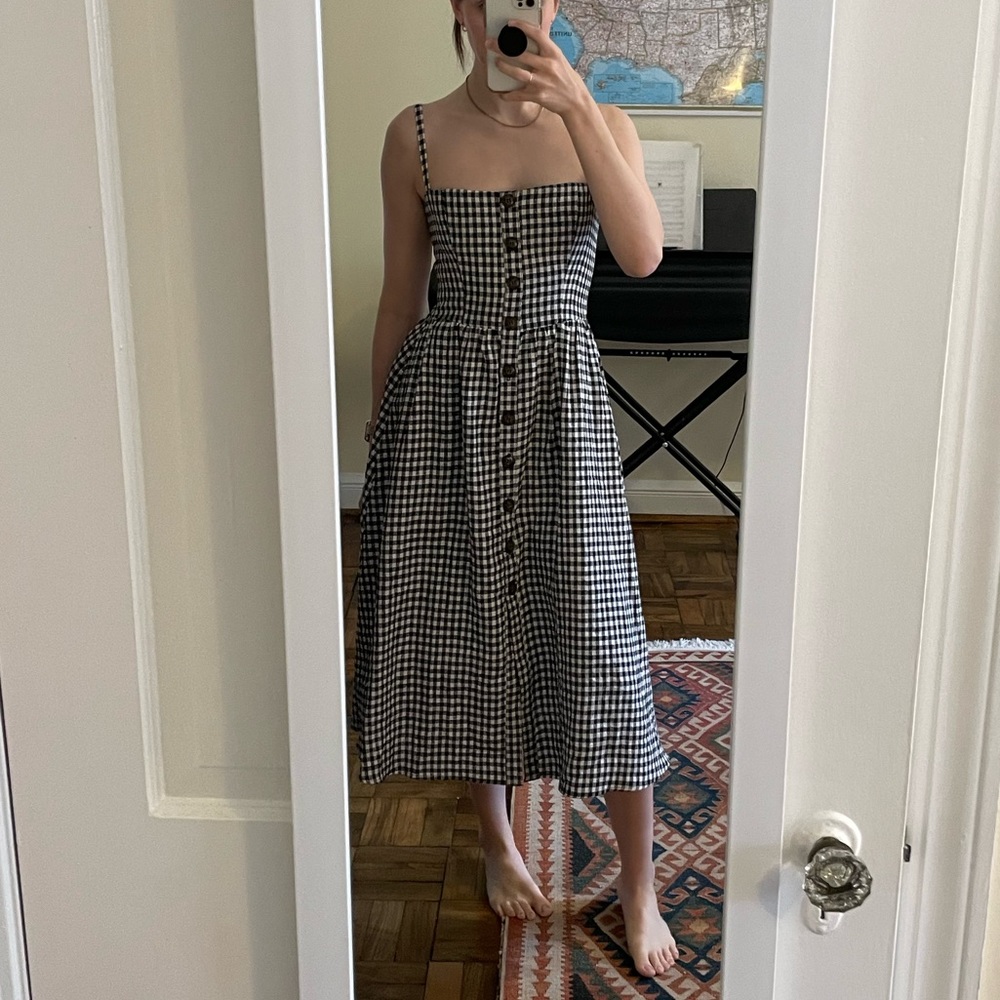 Reformation Linen Gingham midi dress